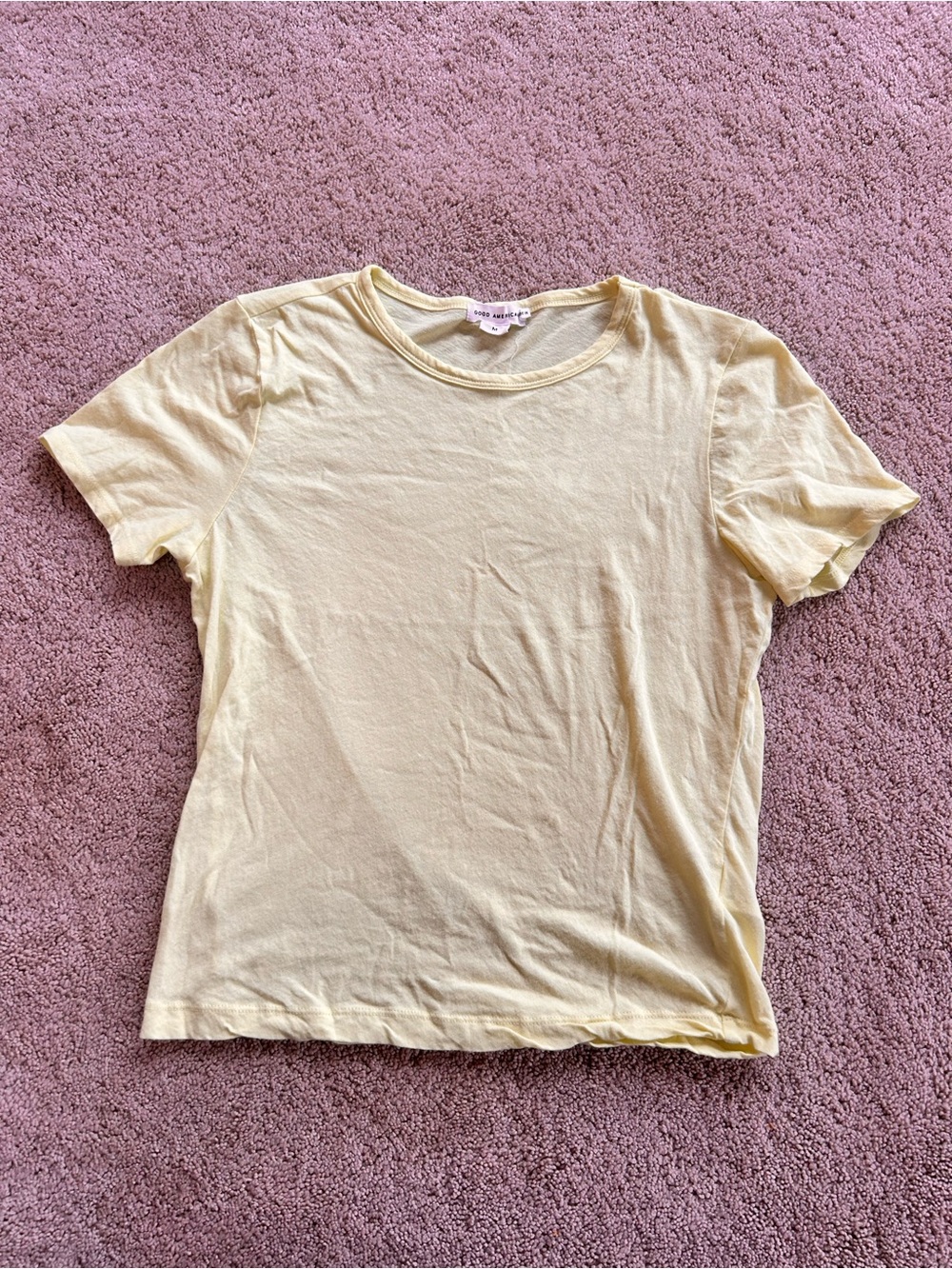 Good American Yellow Short Sleeve Crewneck Tee